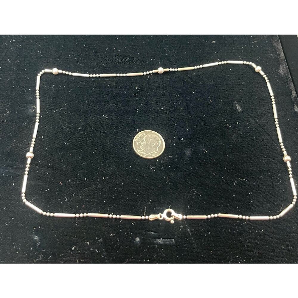 FAS 925 Italy Dot Dash Chain Sterling Silver 17" Necklace Spring Ring Clasp - Picture 4 of 8